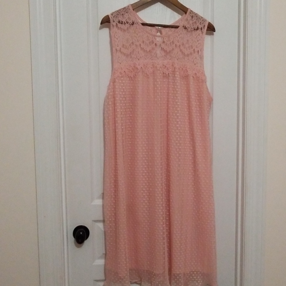 Pale pink lace sleeveless dress